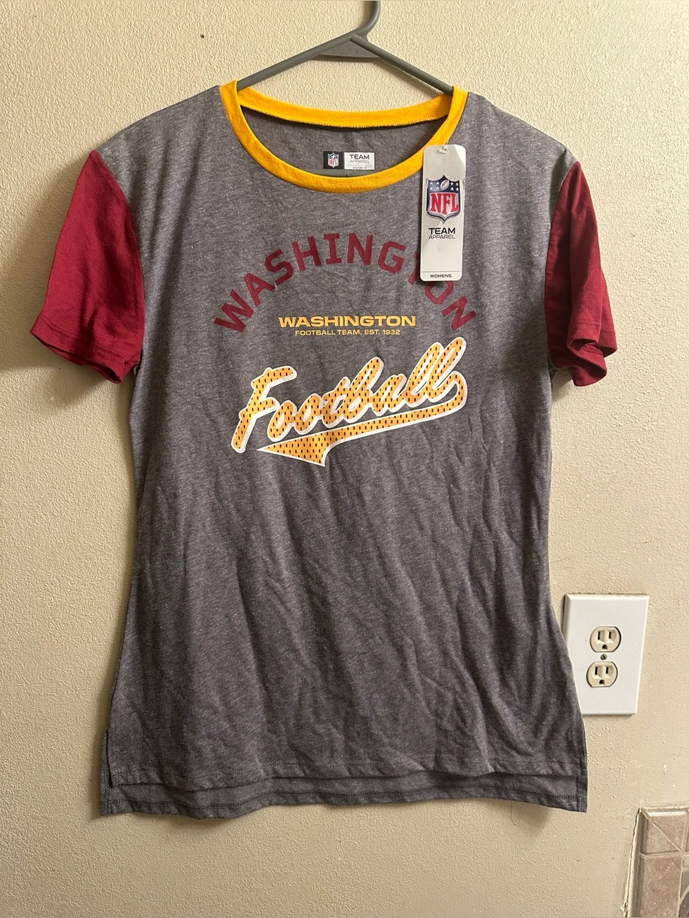 NFL Womens Team Apparel Tee - Gray with Gold Trim and Burgundy Accent